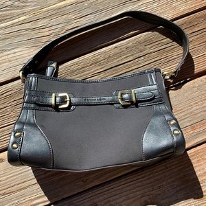 ETIENNE AIGNER BLACK CANVAS & BLACK LEATHER BAG